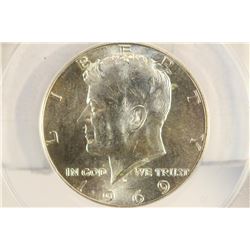 1969-D 40% SILVER JOHN F. KENNEDY HALF ANACS MS63
