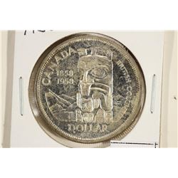 1958 CANADA TOTEM SILVER DOLLAR UNC