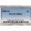 Image 3 : 1888-O MORGAN SILVER DOLLAR PCGS MS63