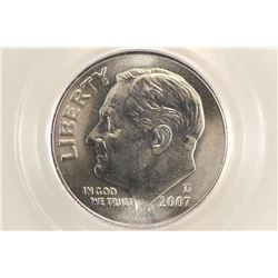 2007-D ROOSEVELT DIME PCGS SP68FB SATIN FINISH