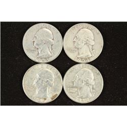 1953-S,54-D,60 & 1964-D WASHINGTON SILVER QUARTERS