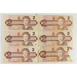 6-1986 CANADA $2 BILLS AS SHOWN