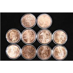 10 PIECES COMPLETE SET OF 1 OZ. COPPER ZOMBUCKS