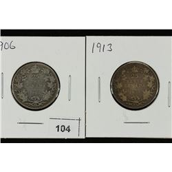 1906 & 1913 CANADA SILVER 25 CENTS