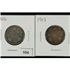 Image 1 : 1906 & 1913 CANADA SILVER 25 CENTS