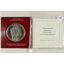 1974 BAHAMAS UNC SPECIMEN $5 COIN