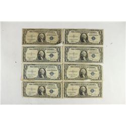8-ASSORTED 1935 $1 SILVER CERTIFICATES