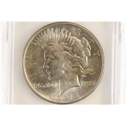 1921 PEACE SILVER DOLLAR ICG MS60 DETAILS KEY DATE