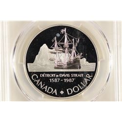 1987 CANADA JOHN DAVIS SILVER DOLLAR PCGS PR70