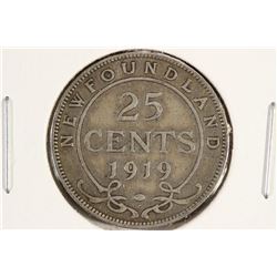 1919 NEWFOUNDLAND SILVER 25 CENTS