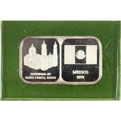 1 TROY OZ .999 FINE SILVER INGOT 1978 MEXICO