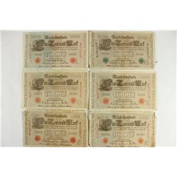 6-1910 GERMAN LARGE SIZE 1000 MARK NOTES