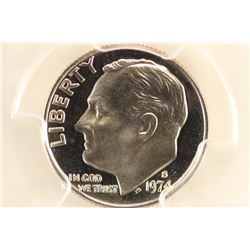 1974-S ROOSEVELT DIME PCGS PR69 DCAM