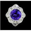 Image 2 : 11.01 ctw Tanzanite And Diamond Ring - 18KT White Gold