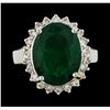 Image 2 : 6.65 ctw Emerald and Diamond Ring - 14KT White Gold