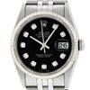 Image 1 : Rolex Mens SS Black Diamond Datejust Quickset Sapphire Wristwatch