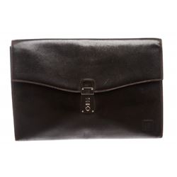 Dunhill Black Leather Flap Envelope Document Clutch
