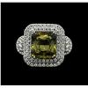 Image 2 : 9.71 ctw Yellow Sapphire and Diamond Ring - 14KT White Gold