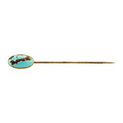 Turquoise Stick Pin - 14KT Rose Gold