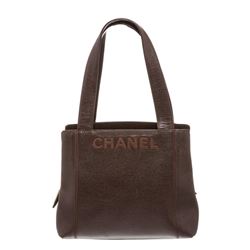 Chanel Brown Textured  Leather Double Handle Shoulder Bag