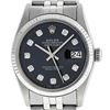 Image 1 : Rolex Mens 36mm Stainless Steel Black Diamond Datejust Wristwatch