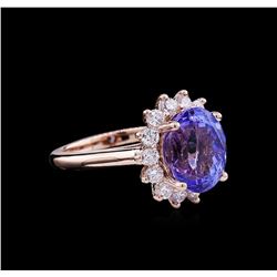 5.75 ctw Tanzanite and Diamond Ring - 14KT Rose Gold