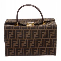 Fendi Zucca Canvas Leather Trim Cosmetic Case Bag