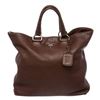 Image 1 : Prada Brown Pebbled Leather Tote Satchel Bag