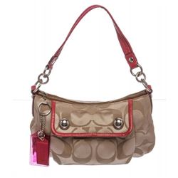 Coach Brown Pink Canvas Monogram Crossbody Groovy Bag