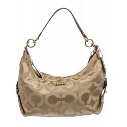 Coach Brown Op Art Sateen Hailey Hobo Bag