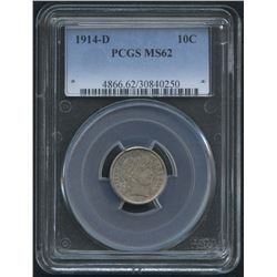 1914-D 10Â¢ Barber Dime (PCGS MS 62)