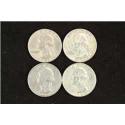 1957-D,59-D,62-D & 64 WASHINGTON SILVER QUARTERS