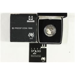 1988 AUSTRALIA $2 SILVER PROOF COIN "ABORIGINAL"