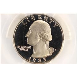 1985-S WASHINGTON QUARTER PCGS PR69 DCAM
