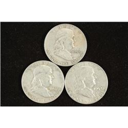 1954-D,57-D & 62-D FRANKLIN HALF DOLLARS