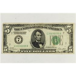 1928-A $5 FRN REDEEMABLE IN GOLD ON DEMAND