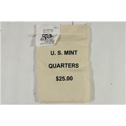 US MINT SEALED $25 BAG OF 2005-P KANSAS QUARTERS
