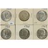 Image 1 : 6 ASSORTED 40% SILVER JOHN F. KENNEDY HALVES