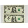 Image 1 : 2-2003-A $1 FRN'S LOW CONSECUTIVE SERIAL 'S UNC