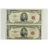 Image 1 : 1953-B & 1963 $5 US NOTES RED SEALS