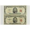 Image 1 : 1953-B & 1963 $5 US NOTES RED SEALS