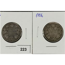 1903 & 1906 CANADA SILVER 25 CENTS