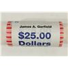 Image 1 : $25 ROLL OF 2011 JAMES A. GARFIELD PRESIDENTIAL $