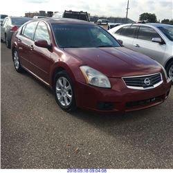 2008 - NISSAN MAXIMA // REBUILT SALVAGE // TEXAS REGISTRATION