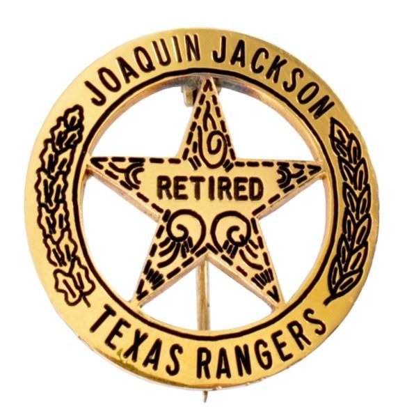 Joaquin Jackson's Gold Texas Ranger Retired Badge