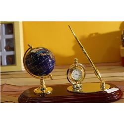 20-691 80MM LAPIS COLOR W ELLIPSE WOOD  PEN SET WITH CLOCK