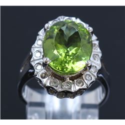5.23ct Peridot 14K White Gold Ring