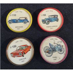 1960 Lot Of 4 Jello Picture Wheels Cars