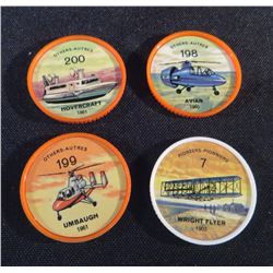 1960 Lot Of 4 Jello Picture Wheels Transportation