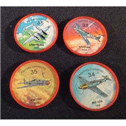 1960 Lot Of 4 Jello Picture Wheels Planes